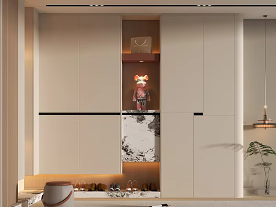 Modern Light Luxury Shoe Cabinet With Minimalist Design Decorative Shelf And Storage Space 3d model