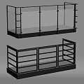 Modern Metal Frame And Glass Panel Railing Design For Balcony Safety Structure 3d model