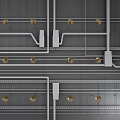 Ceiling Structural Design With Framework Pipes And Lighting Installation Grid