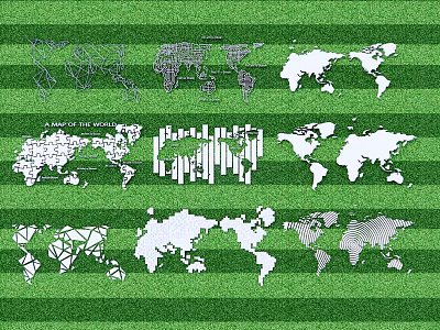 School Campus Green Lawn Featuring Various World Map Art Designs 3d model