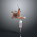 Professional Coil Tattoo Machine With Orange Frame And Transparent Needle Tube