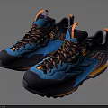 Blue Orange Outdoor Sneakers With Textured Upper Lace Up Design And Durable Sole