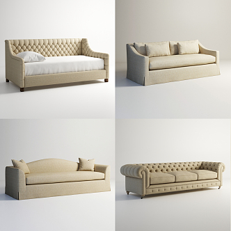 American double sofa 3d model