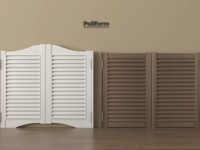Poliform White And Brown Wooden Shutter Doors In Beige Wall Wooden Floor Setting 3d model