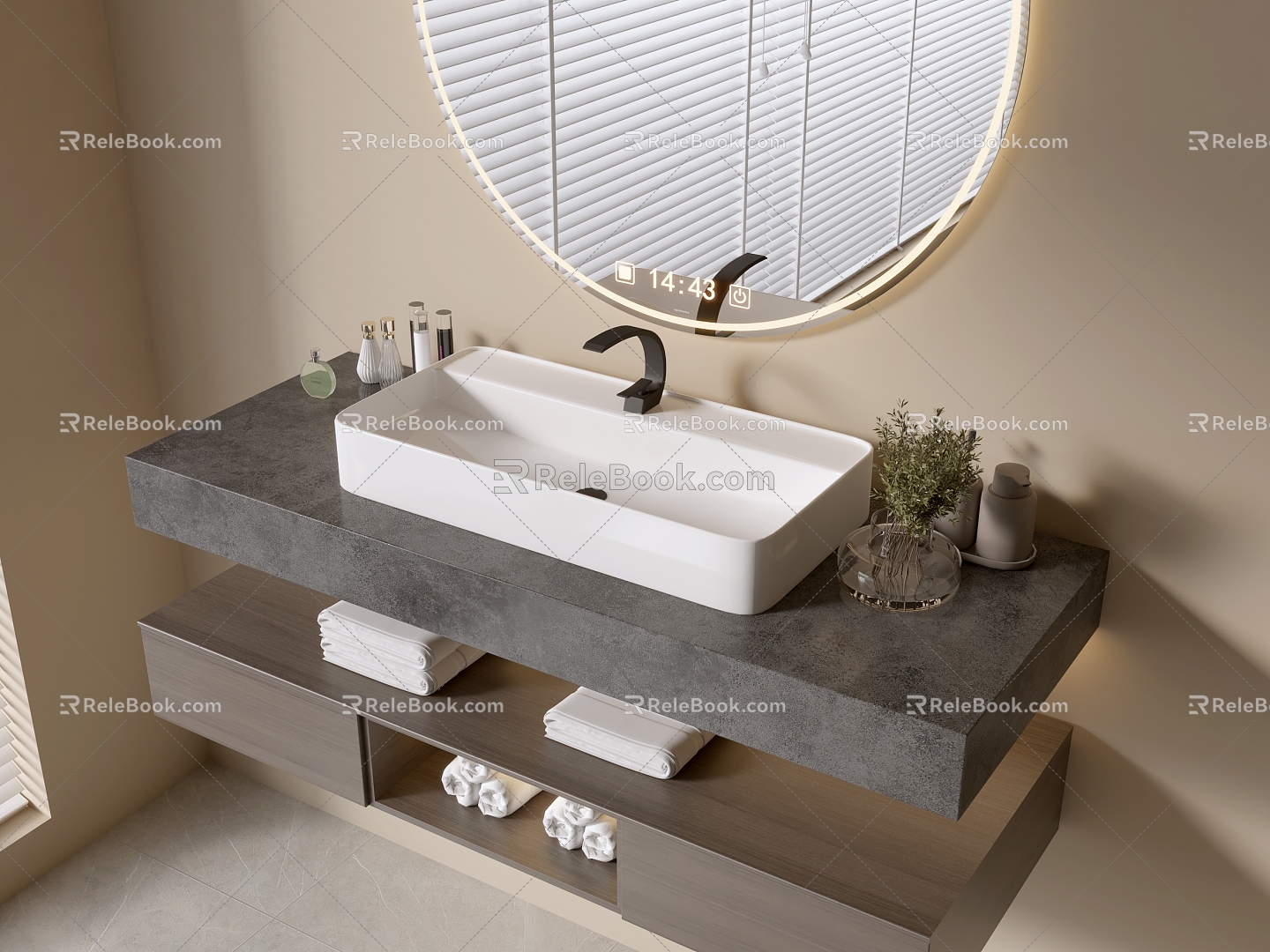 Modern Bathroom Cabinet Bathroom Counter Basin Bathroom Ornaments Mirror Cabinet Sink 3d model