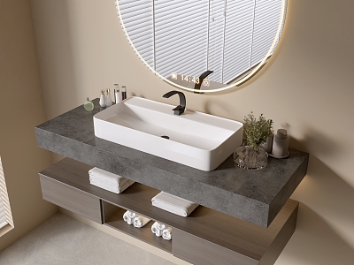 Modern Bathroom Cabinet Bathroom Counter Basin Bathroom Ornaments Mirror Cabinet Sink 3d model