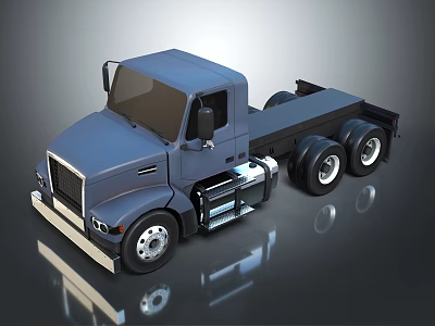 Blue Flatbed Truck 3D Model With Cab And Multiple Wheels Design 3d model