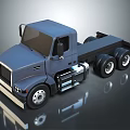 Blue Flatbed Truck 3D Model With Cab And Multiple Wheels Design 3d model