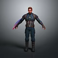 Captain America Character In Blue Uniform With Star Emblem And Shield