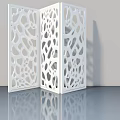 White Hinged Door With Modern Perforated Design For Interior Decoration 3d model