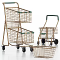 Metal Shopping Carts With Wheels And Handles For Public Retail Facilities Use