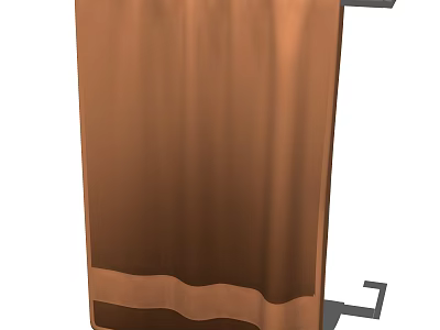 Brown Soft Bathroom Towel With Wavy Edge Hanging On Metal Rack 3d model