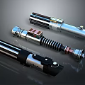 Detailed Lightsaber Hilt Models With Metallic Finish And Various Designs