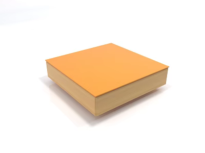 Square Coffee Table With Orange Top And Wooden Frame In Modern Design 3d model