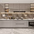 Modern Open Dining and Living Room Interior With Marble Floor And Wooden Panels