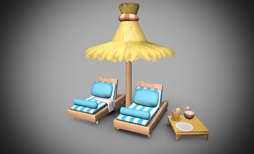 Beach Hammock Beach Chair Table and Chair 3d model