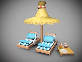 Beach Hammock Beach Chair Table and Chair 3d model