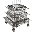 Multi Tiered Metallic Chandelier With Wave Like Layered Design Structure 3d model