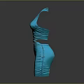 Elegant Turquoise Sleeveless Dress With Ruched Design And Fitted Silhouette