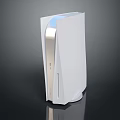Modern White Vertical Household Appliance With Sleek Design And Blue Light Strip
