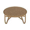 Round Rattan Coffee Table With Curved Crossed Legs For Living Room Decor
