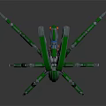 Green Mechanical Spider Robot Character With Multiple Legs And Tech Design 3d model