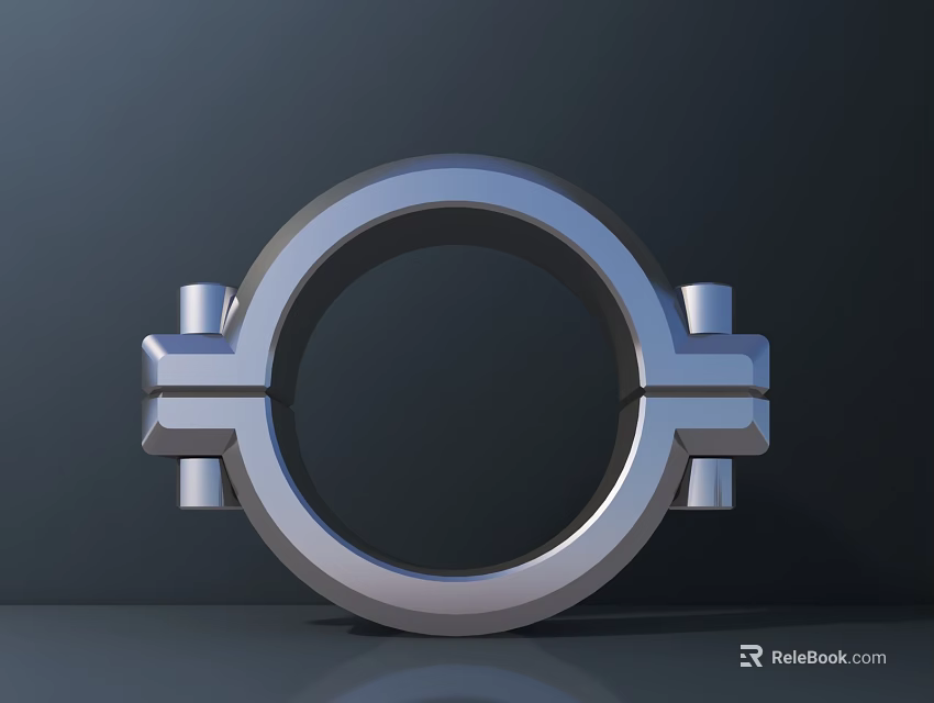 Metal Ring Mechanical Part With Symmetrical Bolted Connections And Industrial Design 3d model 