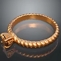 Elegant Gold Fashion Ring With Twisted Rope Texture And Intricate Decorative Top