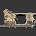 Detailed Sci-Fi Scene Structure With Damaged Walls Decorative Panels And Mechanical Parts