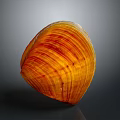 Orange Yellow Striped Shell Shaped Sculpture with Polished Surface and Smooth Texture