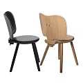 Two Different Colors Leisure Chairs With Minimalist Design Unique Backrest And Three Legs