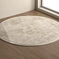 Beige Round Rug With Intricate Floral Pattern For Living Room On Wooden Floor