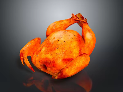 Juicy Golden Roast Chicken With Crispy Skin And Herb Seasonings Perfectly Cooked 3d model