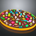Colorful Small Items on Round Platform with Toys Letters Animals and Objects