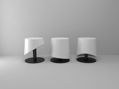 Modern Minimalist Three Stools With White Seat And Black Base For Interior Design 3d model