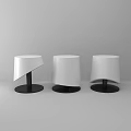 Modern Minimalist Three Stools With White Seat And Black Base For Interior Design