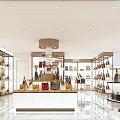 Elegant Modern Bag Boutique Interior With Island Display Counter And Shelves Holding Various Bags