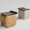 Modern Brown And Light Gray Square Stools With Wooden Seats