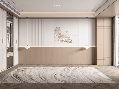 New Chinese bedroom background wall 3d model
