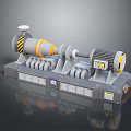 Industrial Mechanical Equipment With Motor Shaft Base And Yellow Black Warning Stripes