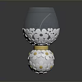Elegant Lighting Combination With Black Lampshade White Flower Decorations And Spherical Gold Accent Base