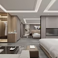 Modern Hotel Room Interior With Wooden Furniture Bed TV And Sofa