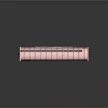 Red Train Car Model With Striped Roof Black Door Wheels And Reflective Gray Background