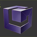 Purple Geometric Shape With Nested Cubes Frame Modern 3D Abstract Design
