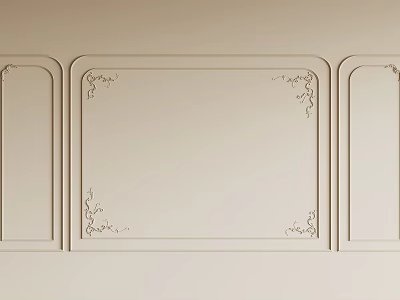 Decorative Gypsum Molding Panels With Intricate Vine Designs On Beige Wall 3d model