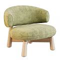 Modern Black Leather Leisure Chair With Curved Armrests And Wooden Legs
