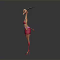 Cartoon Antelope Character In Pink Bikini Top Skirt Red Socks High Heels Standing Pose