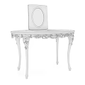 Elegant White Carved Dressing Tables With Round Mirrors And Ornate Legs