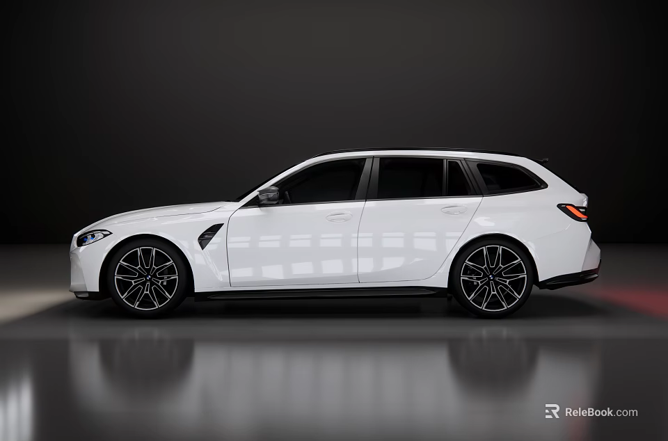 White Station Wagon Car With Sleek Modern Design And Black Alloy Wheels 3d model 