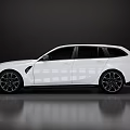 White Station Wagon Car With Sleek Modern Design And Black Alloy Wheels
